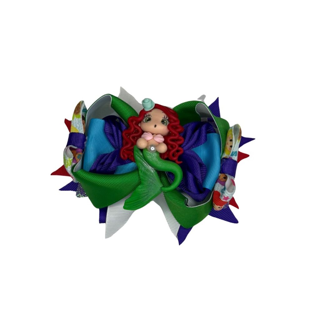 Colorful Mermaid Princess Hair Bow – Ocean Theme